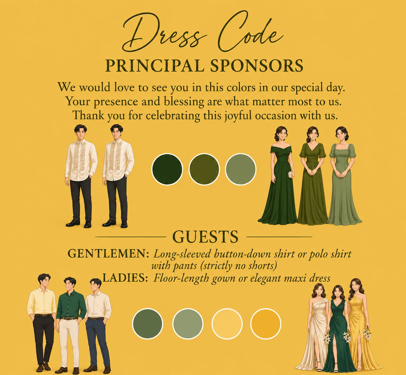 Dress code for Principal Sponsors and Guests